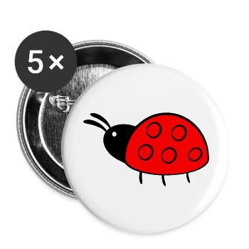 Marienkäfer - Buttons groß 56 mm (5er Pack) - Weiß - Vorne