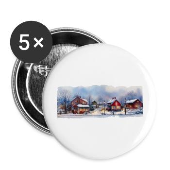 Häuser Winter - Buttons groß 56 mm (5er Pack) - Weiß - Vorne