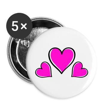 herz love - Buttons groß 56 mm (5er Pack) - Weiß - Vorne