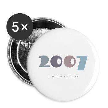 2007 Rétro Année Design - Né 2007 Cadeau d’anniversaire - Lot de 5 grands badges (56 mm) - blanc - Devant