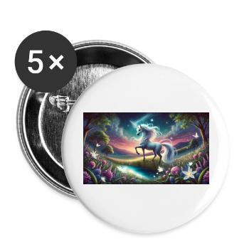 Ein mystisches Einhorn mit Aurora Boreralis - Buttons groß 56 mm (5er Pack) - Weiß - Vorne