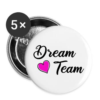 dream team - Buttons groß 56 mm (5er Pack) - Weiß - Vorne