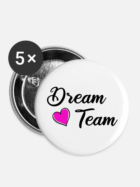 dream team - Buttons groß 56 mm (5er Pack) - Weiß