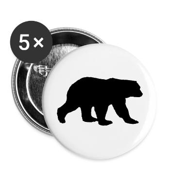 Bear Silhouette - Buttons large 2.2''/56 mm (5-pack) - white - Front