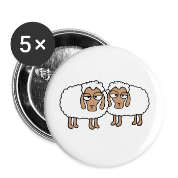 2 sheep tired bored look sheep team cute - Buttons large 2.2''/56 mm (5-pack) - white - Front