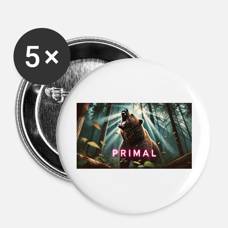 PRIMAL BEAR - Buttons large 2.2''/56 mm (5-pack) - white