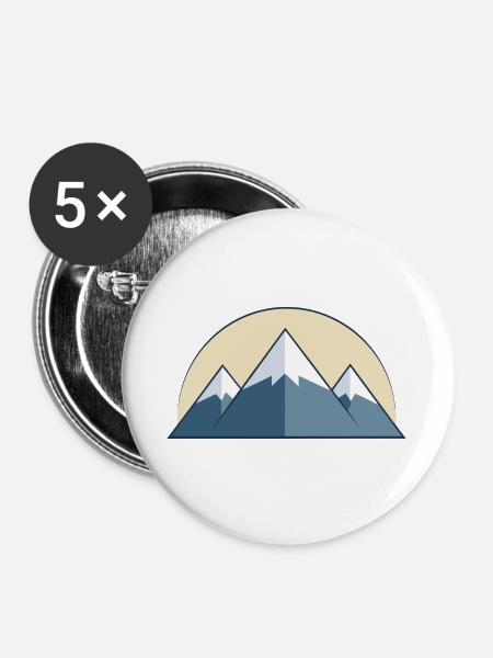 Gebirge - Buttons groß 56 mm (5er Pack) - Weiß