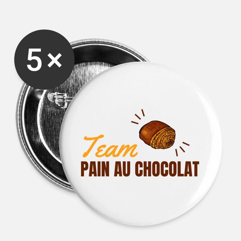Team Pain Au Chocolat - Buttons large 2.2''/56 mm (5-pack) - white
