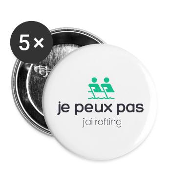 I can't I have water rafting - Buttons large 2.2''/56 mm (5-pack) - white - Front
