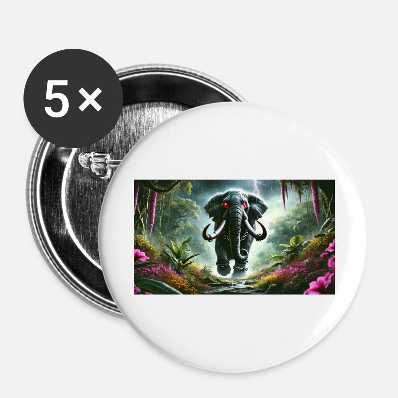 PRIMAL ELEPHANT - Buttons large 2.2''/56 mm (5-pack) - white