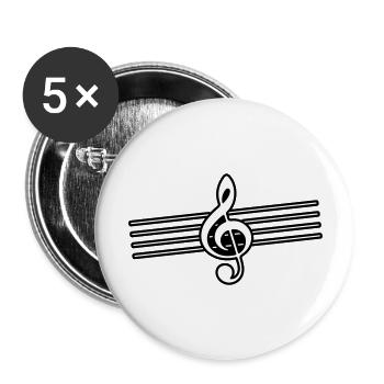 Notenschlüssel Symbol Musik - Buttons groß 56 mm (5er Pack) - Weiß - Vorne