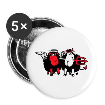 2 Mouton Ange Diable Satan Enfer Mal Paradis Bien - Lot de 5 grands badges (56 mm) - blanc - Devant