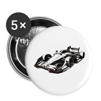 Motorsport Formel Design - Buttons groß 56 mm (5er Pack) - Weiß - Vorne