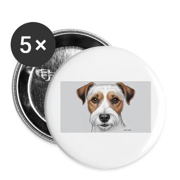 Parson Russel Terrier - Buttons groß 56 mm (5er Pack) - Weiß - Vorne