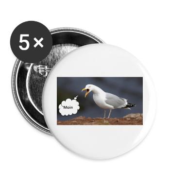 Moin Möwe - Buttons groß 56 mm (5er Pack) - Weiß - Vorne