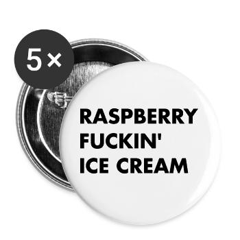 Himbeer Eis - schwarzer Schriftzug - Buttons groß 56 mm (5er Pack) - Weiß - Vorne