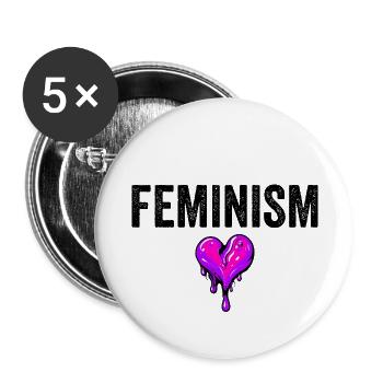 FEMINISM - Buttons large 2.2''/56 mm (5-pack) - white - Front