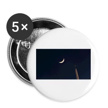 Der Mond und das Flugzeug - Buttons groß 56 mm (5er Pack) - Weiß - Vorne