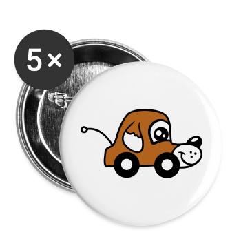chien voiture jouet roues motrices télécommandées mignon - Lot de 5 grands badges (56 mm) - blanc - Devant