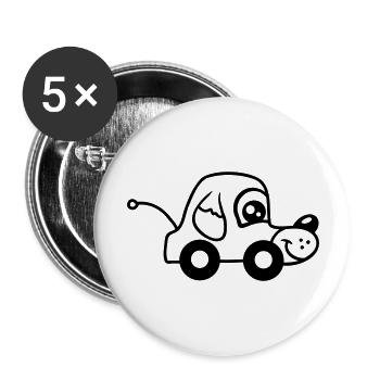 chien voiture jouet roues motrices télécommandées mignon - Lot de 5 grands badges (56 mm) - blanc - Devant