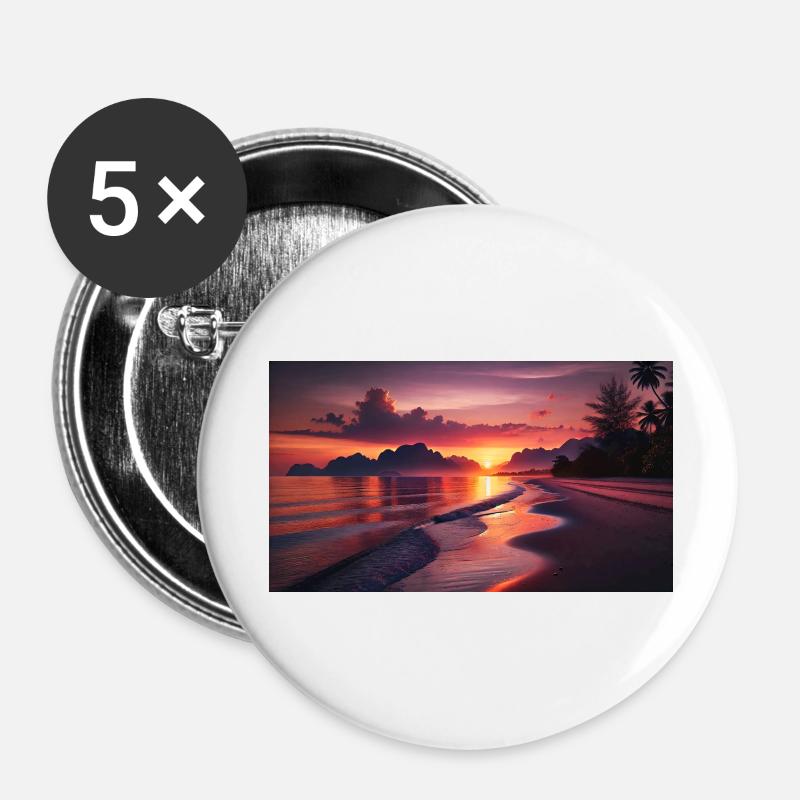 Beach and mountain sunset - Buttons large 2.2''/56 mm (5-pack) - white