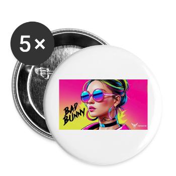 Bad Bunny Model Girl - Buttons groß 56 mm (5er Pack) - Weiß - Vorne