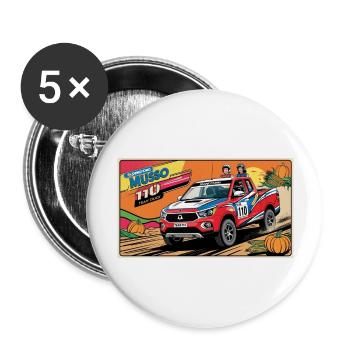 Ssangyong team 110 Rallye des Gazelles 2025 - Lot de 5 grands badges (56 mm) - blanc - Devant