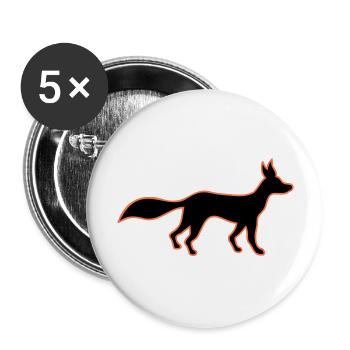 Fuchs Rotfuchs Wild Silhouette Umriss Kontur Rot - Buttons groß 56 mm (5er Pack) - Weiß - Vorne