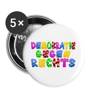 AfD stoppen gegen rechts Demokratie Vielfalt links - Buttons groß 56 mm (5er Pack) - Weiß - Vorne