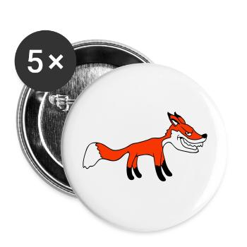 Renard, Mauvais œil, Dangereux, Renard roux, Animal sauvage - Lot de 5 grands badges (56 mm) - blanc - Devant