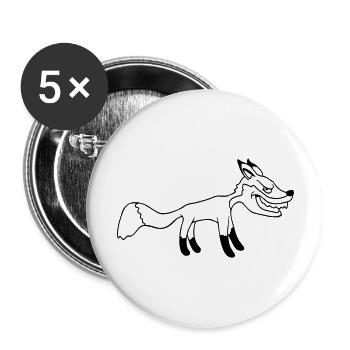 Renard, Mauvais œil, Dangereux, Renard roux, Animal sauvage - Lot de 5 grands badges (56 mm) - blanc - Devant