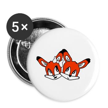 2 Foxes Couple In Love Two Friends Love Team Cute - Buttons large 2.2''/56 mm (5-pack) - white - Front