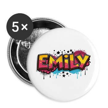 Emily Graffiti Cool Name First Name - Buttons large 2.2''/56 mm (5-pack) - white - Front