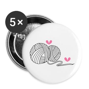 Tricot Tricot Crochet Tricoteur - Lot de 5 grands badges (56 mm) - blanc - Devant