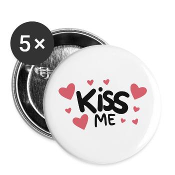 Embrasse-moi - Lot de 5 grands badges (56 mm) - blanc - Devant