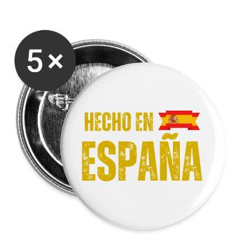 Made in Spain, spanischer Stolz - Buttons groß 56 mm (5er Pack) - Weiß - Vorne