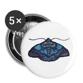 Blue moth – unique embroidered pattern - Buttons large 2.2''/56 mm (5-pack) - white - Front