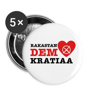 Rakastan demokratiaa - Buttons groß 56 mm (5er Pack) - Weiß - Vorne