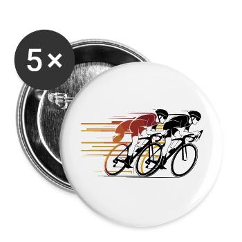 Vintage Rennradfahrer - Buttons groß 56 mm (5er Pack) - Weiß - Vorne