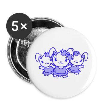 3 Bunnies Girls Pretty Girls Women Bunny Small - Buttons large 2.2''/56 mm (5-pack) - white - Front