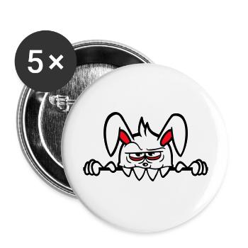 Hase Monster Böse Gefährlich Halloween Zähne Mauer - Buttons groß 56 mm (5er Pack) - Weiß - Vorne