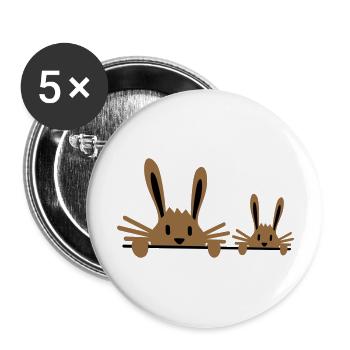 2 Bunnies Family Child Father Two Toddler Mother - Buttons large 2.2''/56 mm (5-pack) - white - Front