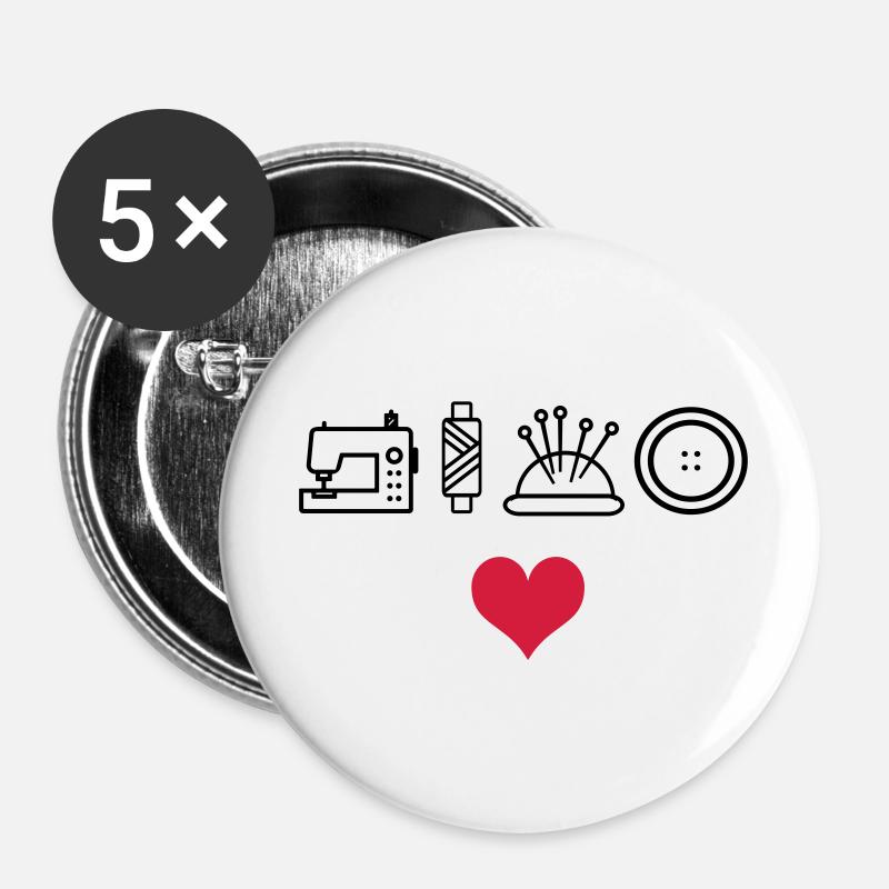 Nähen - Buttons groß 56 mm (5er Pack) - Weiß