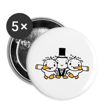 3 oiseaux équipe trois amis marié fête mari - Lot de 5 grands badges (56 mm) - blanc - Devant