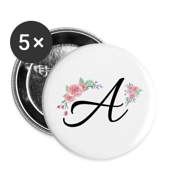 Brief an Blumen - Buttons groß 56 mm (5er Pack) - Weiß - Vorne