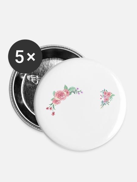 Brief an Blumen - Buttons groß 56 mm (5er Pack) - Weiß
