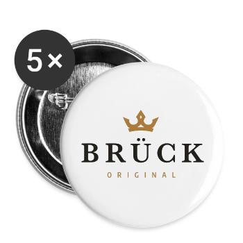 Brück Original Familienlogo - Buttons groß 56 mm (5er Pack) - Weiß - Vorne