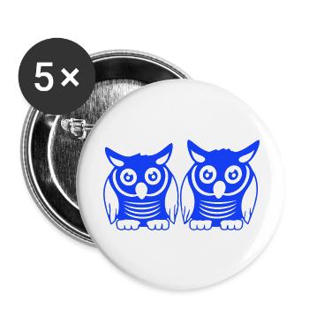 2 Owls Team Bird Friends Two Barn Owls Crew - Buttons large 2.2''/56 mm (5-pack) - white - Front