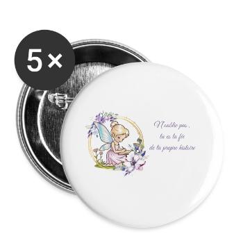 fée rêveuse écrivain - Lot de 5 grands badges (56 mm) - blanc - Devant