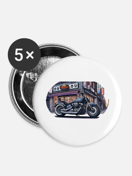鉄鬼 Tekki Chopper - Buttons groß 56 mm (5er Pack) - Weiß